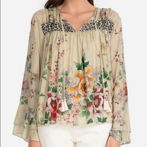 NWT Johnny Was Kofi Silk Peasant Blouse // Medium